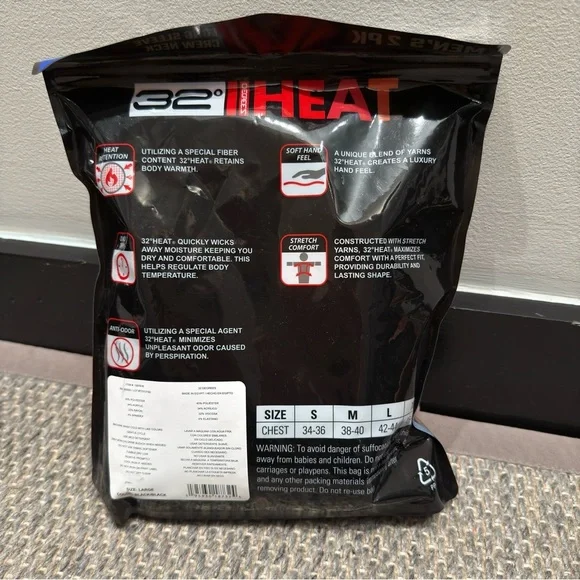 NWT- 32 Degrees Heat Black Thermal Wear Size L - Picture 2 of 5